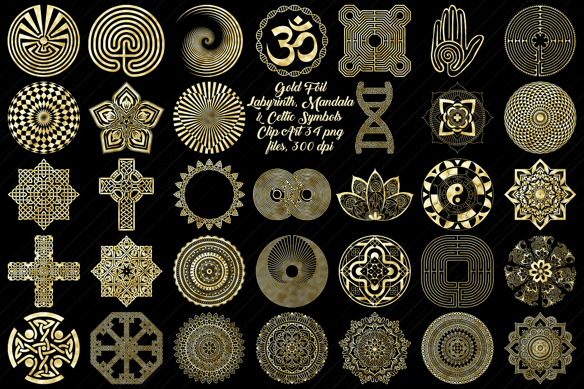 Gold Labyrinth,Mandala&Celtic Logos, a Healthcare Illustration by FrankiesDaughtersDesign (Photo 1 of 4)