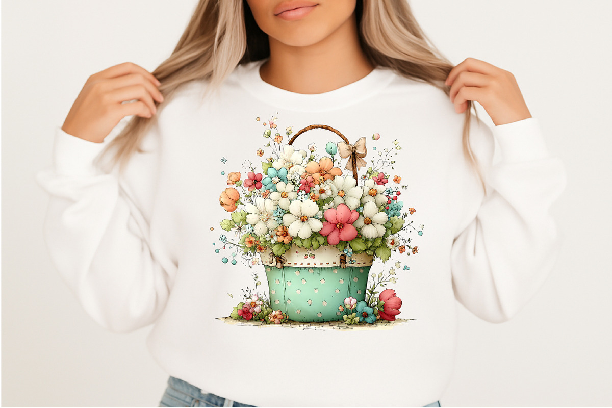 Spring Flower Basket Clipart, an Illustration by Craft Nest (Photo 8 of 11)