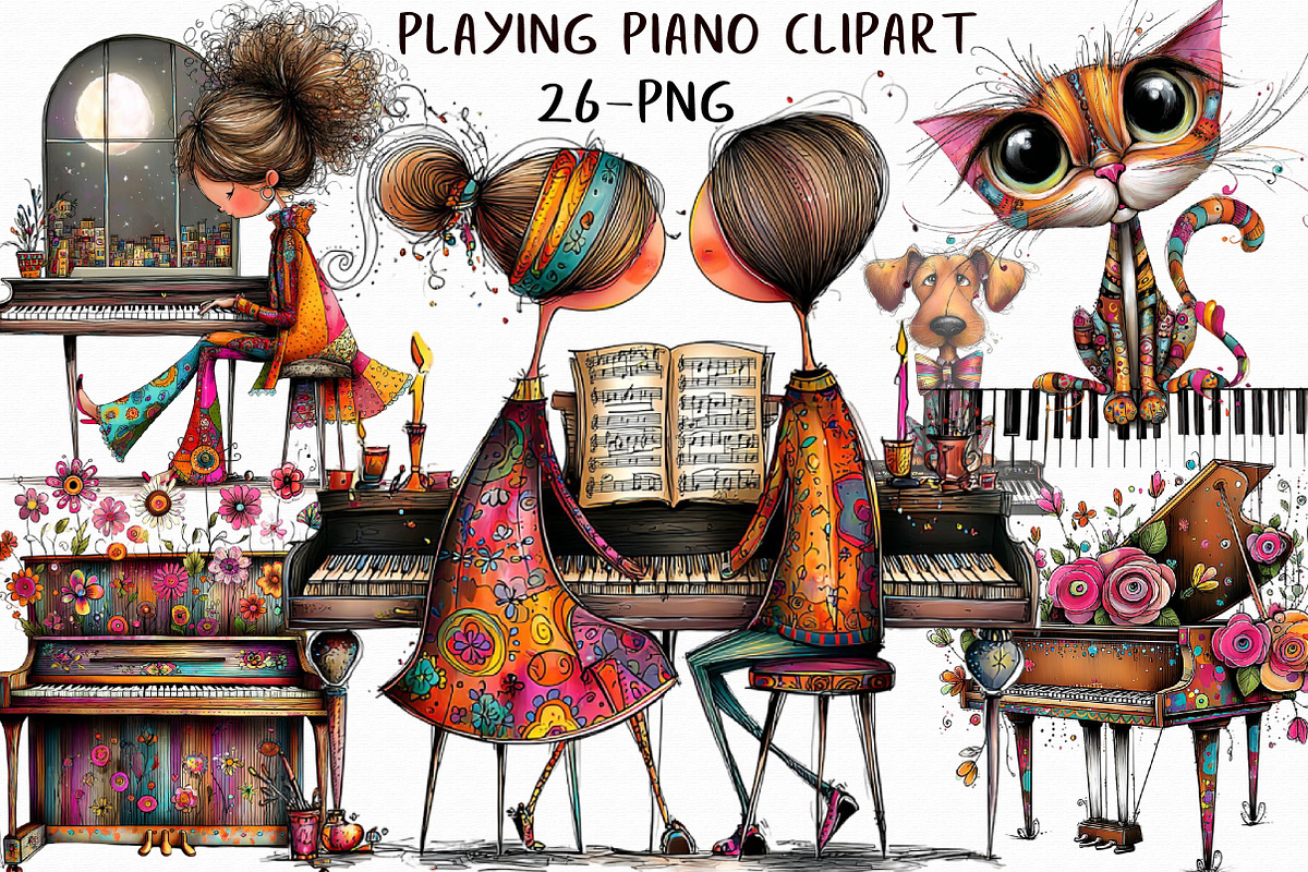 Playing Piano ClipArt, an Illustration by Libby Wishes (Photo 1 of 7)