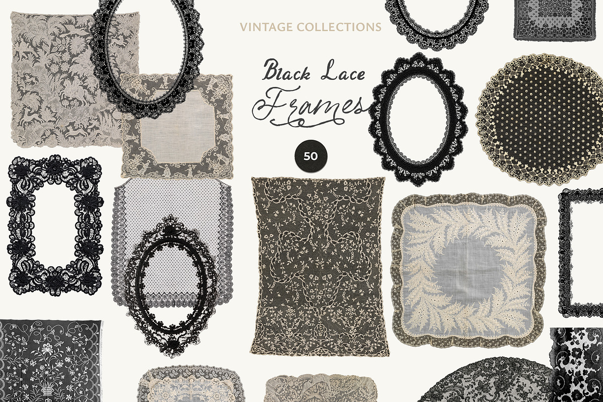 Vintage Black Lace Frames & Doilies, an Object Graphic by Lana Elanor (Photo 16 of 20)