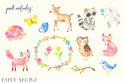 Watercolor Spring Woodland Clipart, an Animal Illustration by PaperSphinx (Thumbnail 3 of 3)