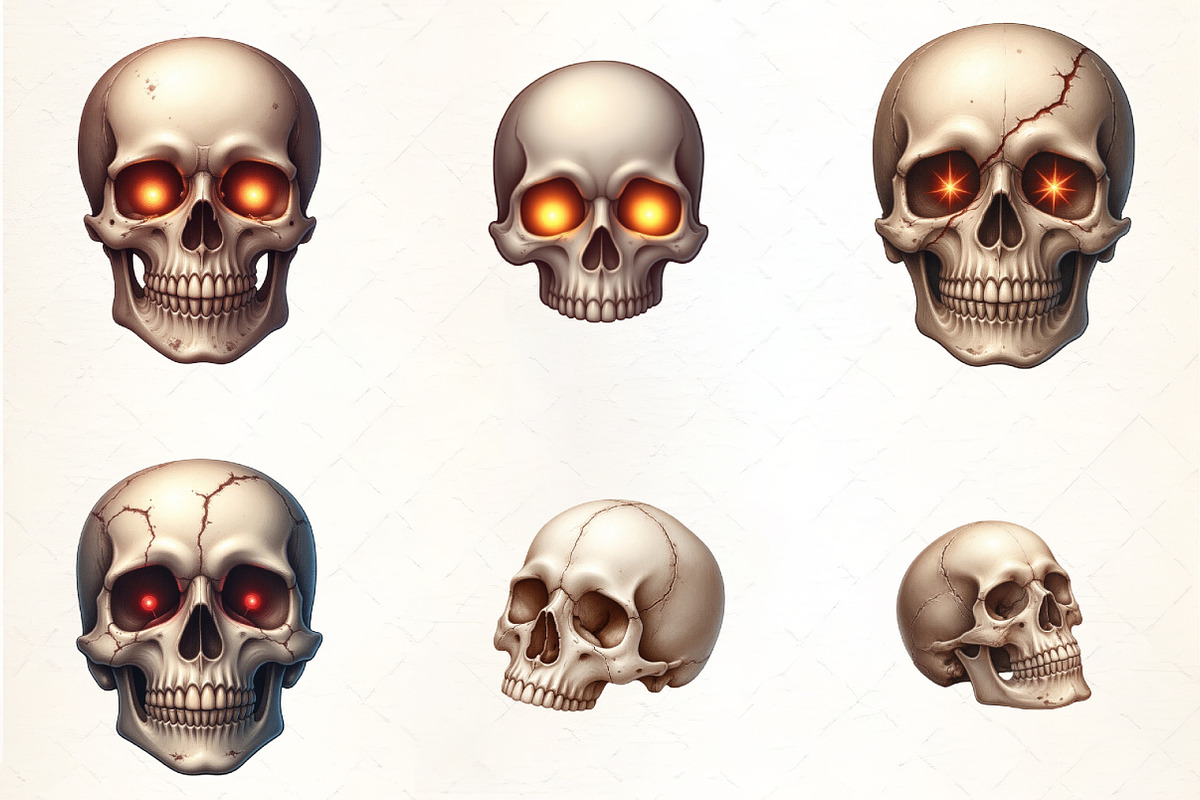 Creepy Skull Clipart, an Illustration by CrexoraLab (Photo 3 of 5)