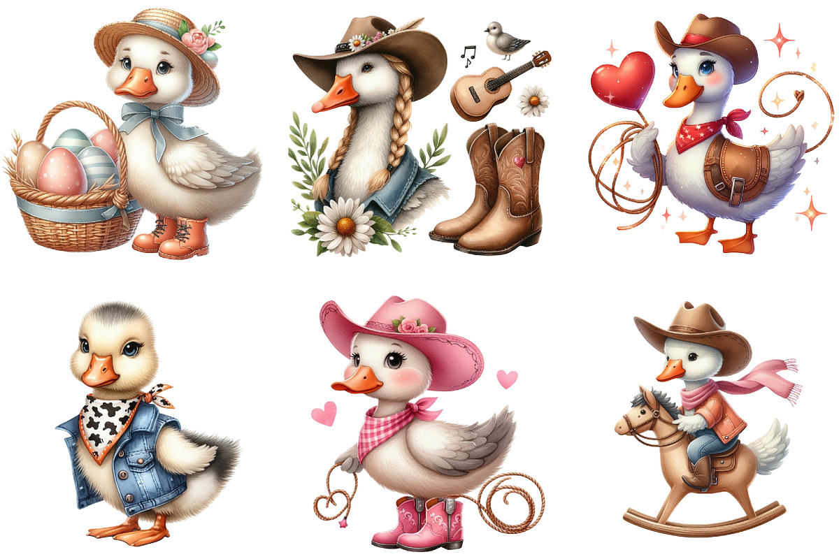 Cute Cowgirl Png Goose Bundle, an Illustration by DreamArtGraphic (Photo 6 of 6)