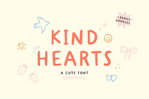 Kind Hearts - Cute Font & Doodles