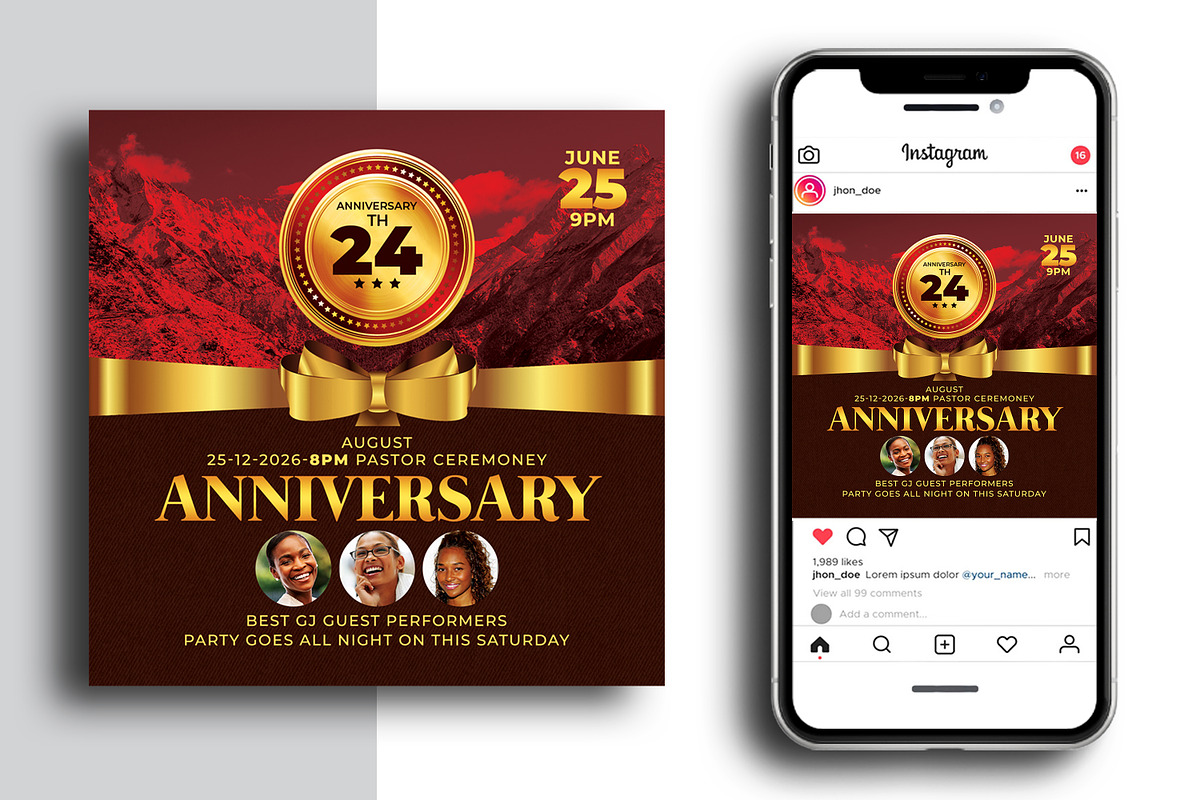 Church Anniversary Service Program T, a Flyer Template by AfzaalGraphics (Photo 2 of 2)