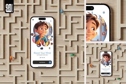 Smartphone in Wooden Maze Mockup
