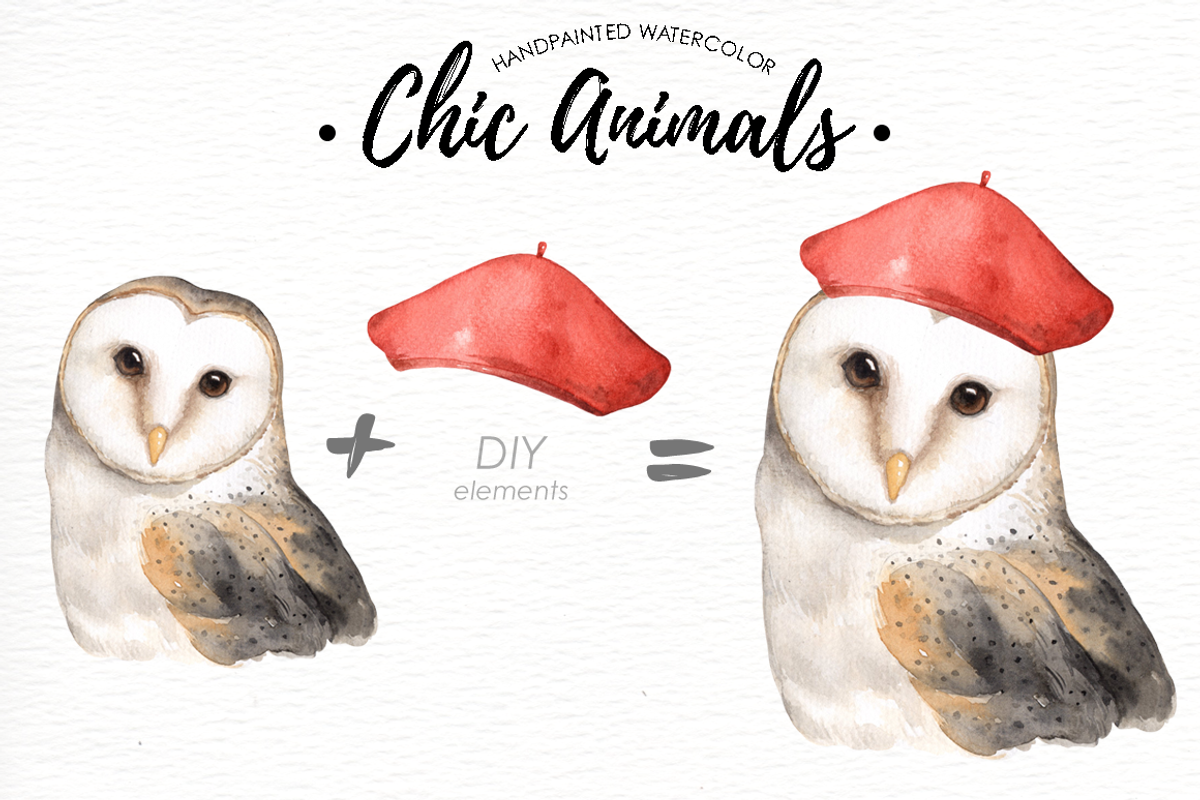 Chic Animals Watercolor Clip Art, an Animal Illustration by everysunsun (Photo 5 of 5)