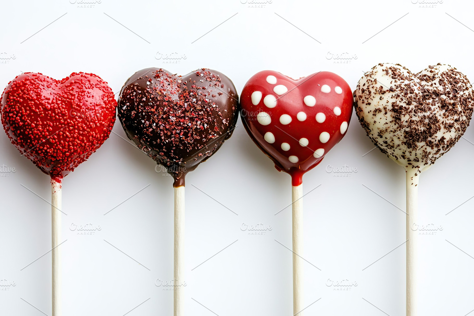Chocolate hearts shaped on white background, a Food & Drink Photo by AlyaAnd