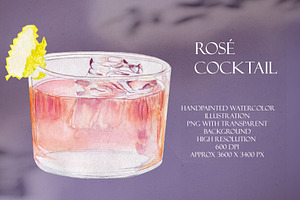Rosé Watercolor Cocktail