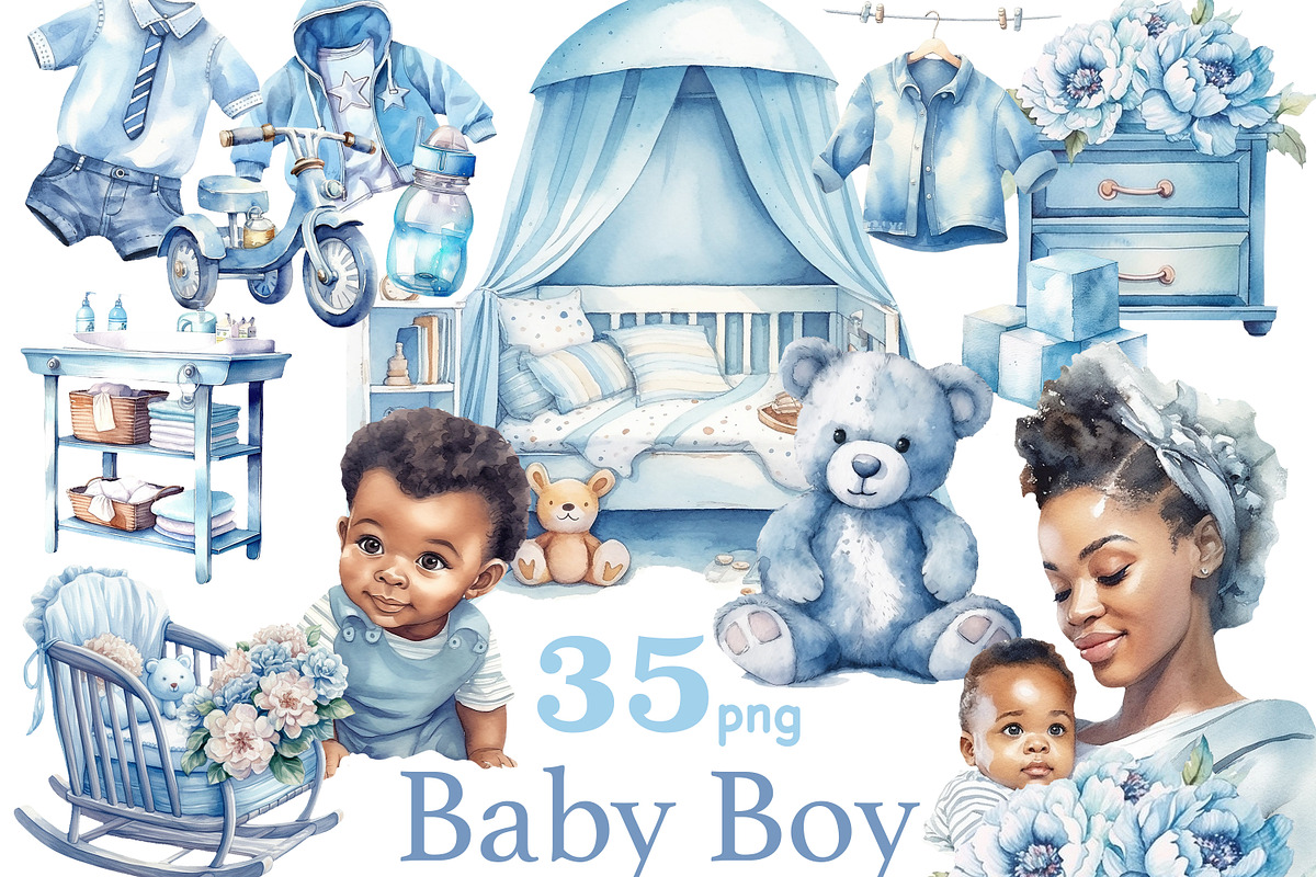 Baby Boy Clipart PNG | Baby Shower, a Person Illustration by GlamArtZhanna (Photo 1 of 5)
