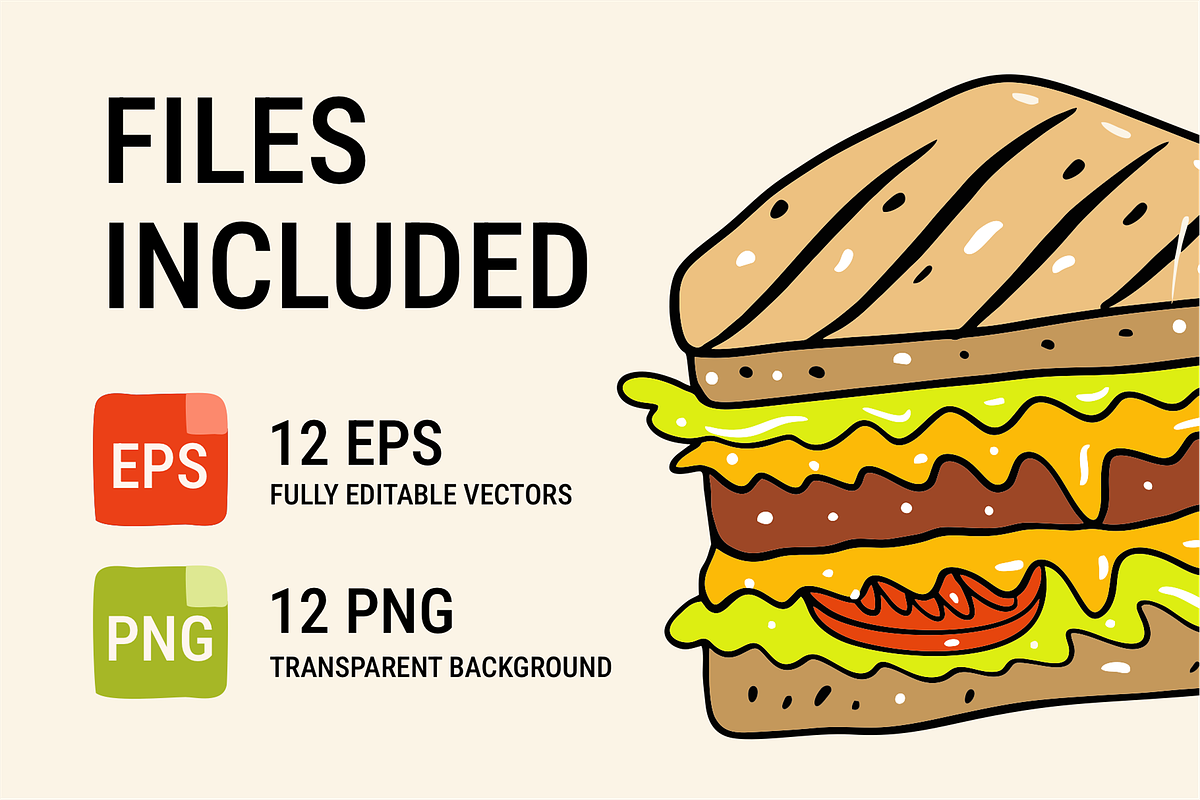 Sandwich Doodles & Food Clipart, a Food Illustration by Oktyabr (Photo 5 of 5)