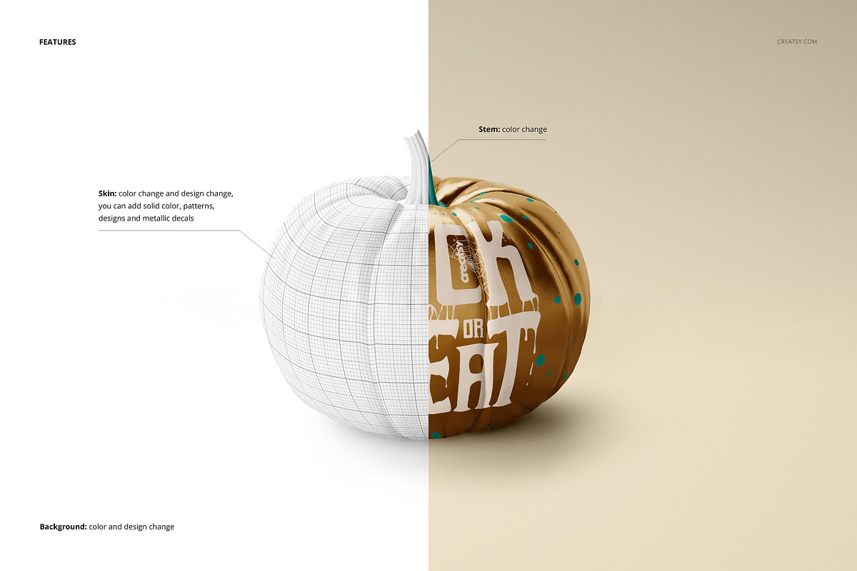 Halloween Pumpkin Mockup Set, a Household Mockup by creatsy2 (Photo 3 of 11)