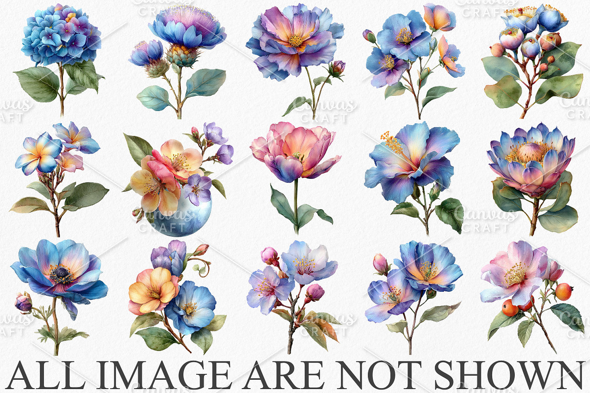 Watercolor Floral Flower Clipart PNG, an Illustration by Canvas Craft (Photo 3 of 7)