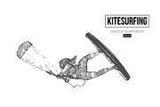 Silhouettes of a kitesurfer, a Sport Illustration by Matrosovv (Thumbnail 2 of 4)