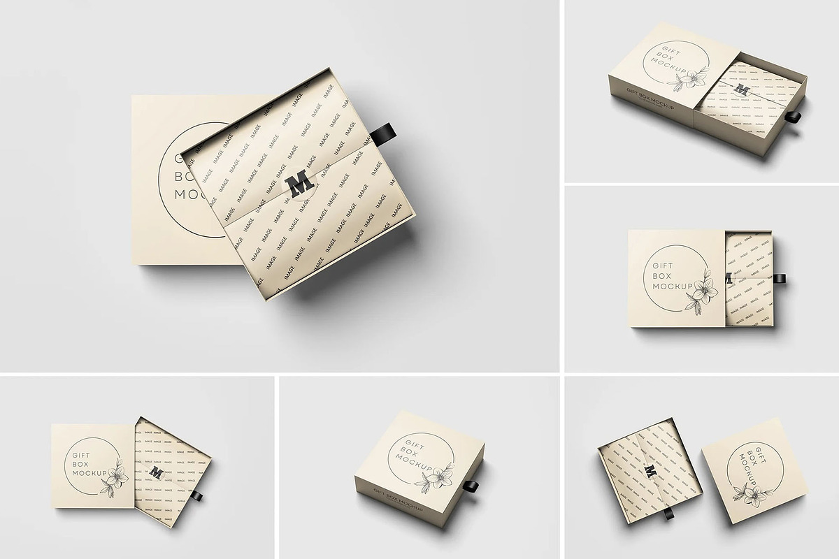 Gift Box Mockup, a Packaging Mockup by Hubzway (Photo 1 of 7)
