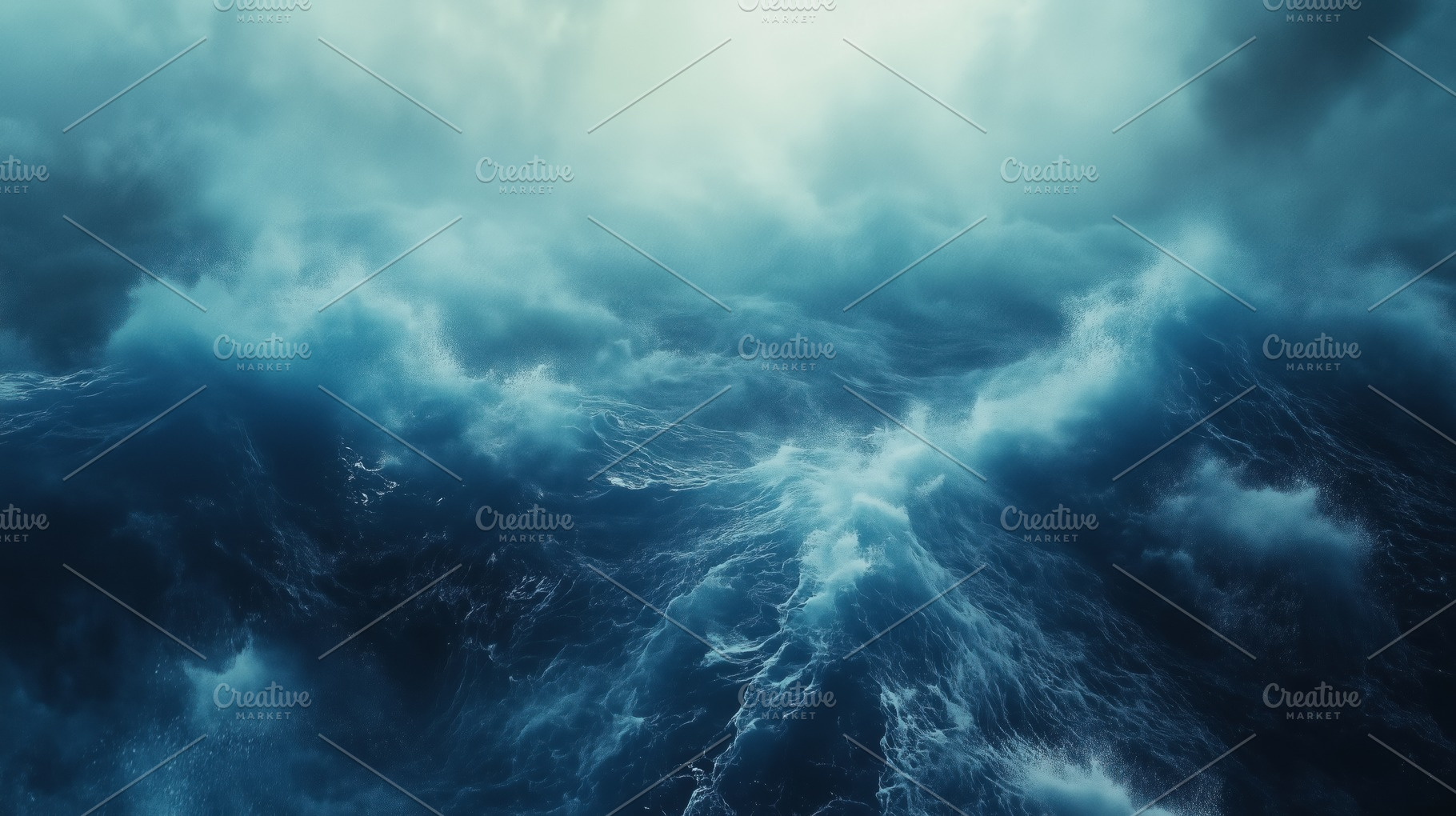 A dramatic view of turbulent ocean waves under a cloudy sky, showcasing the pow, a Photo by Textures & Backgrounds