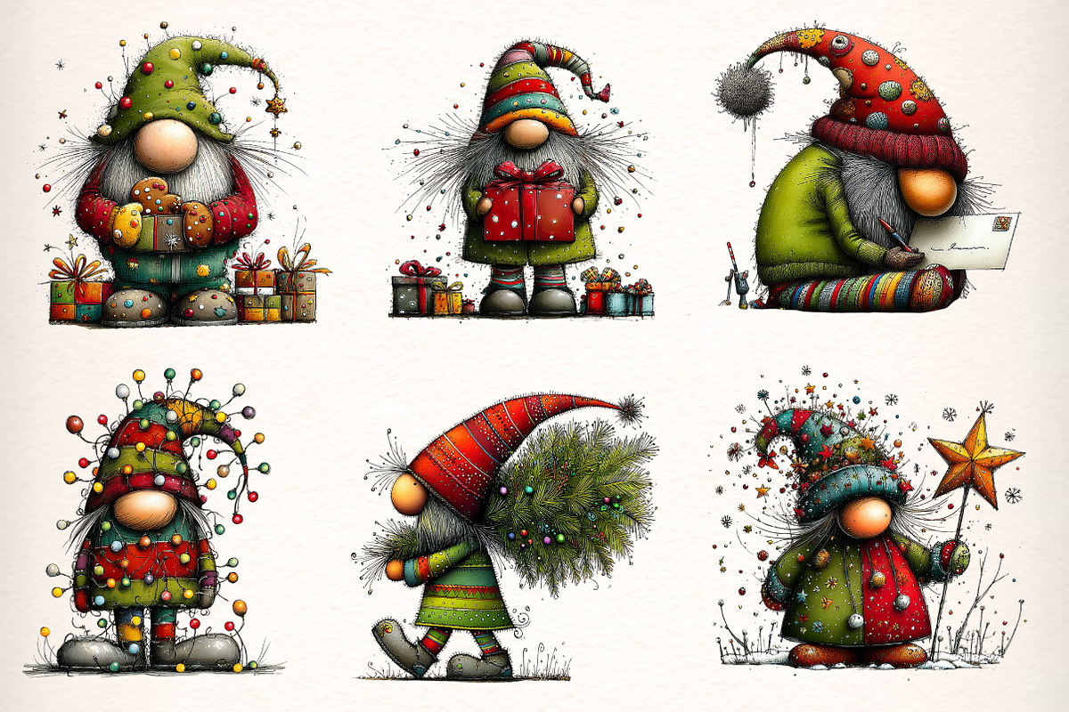 Whimsical Christmas Gnome Clipart, an Illustration by Dream Creation (Photo 4 of 8)