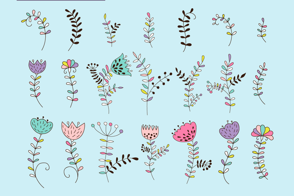 Floral Vector Elements Set + Pattern, an Illustration by OkPen (Photo 4 of 6)