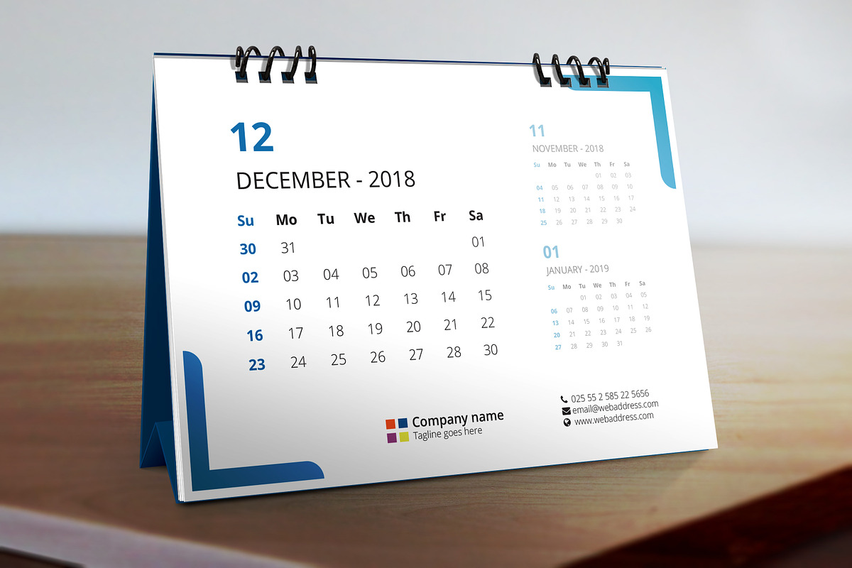 Desk Calendar 2018_V4, a Stationery Template by graphicbox (Photo 7 of 7)