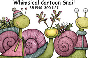 Whimsical Cartoon Snail Clipart, an Illustration by CraftArtStudio (Thumbnail 1 of 6)