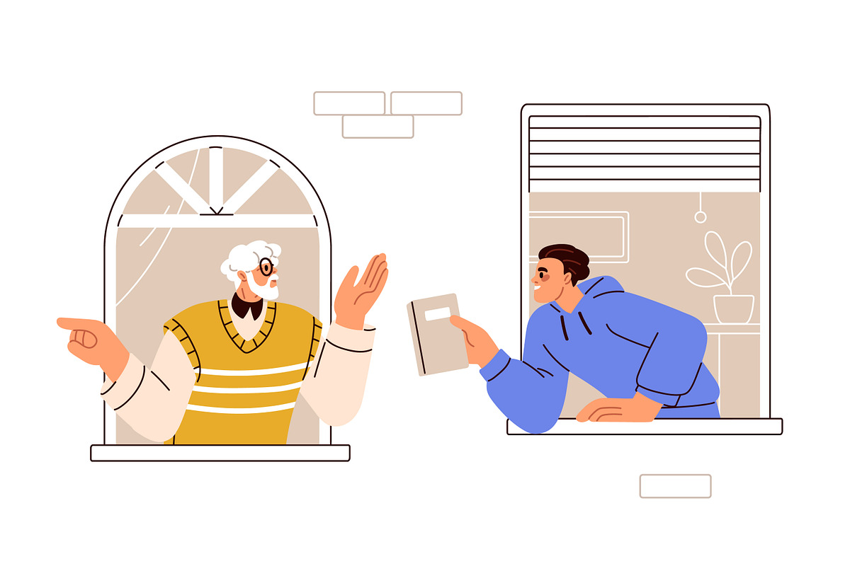 Neighbors and neighborhood concept, a Person Illustration by Good Studio