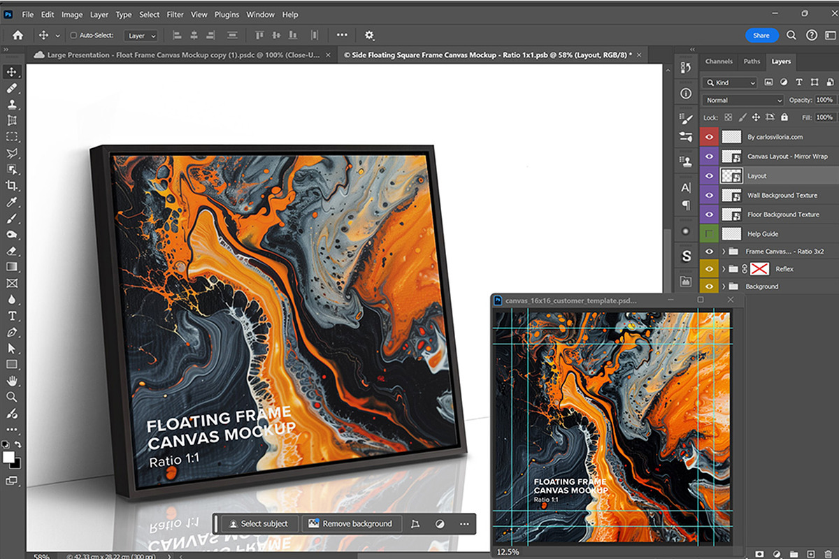 Floating Square Frame Canvas Mockup, a Household Mockup by Mockups by Carlos Viloria (Photo 2 of 6)