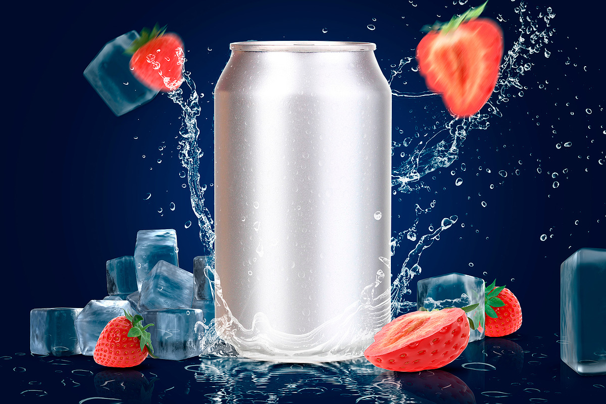 Tin Can Water Droplets Mockup, a Packaging Mockup by rogeriomarcos