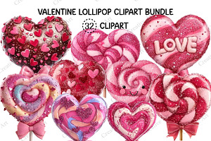 Valentine Lollipop Clipart Bundle, an Illustration by Creative Art