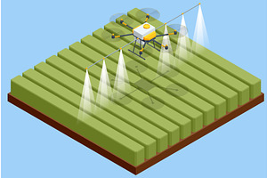 Isometric agricultural drone, an Object Illustration by Golden Sikorka