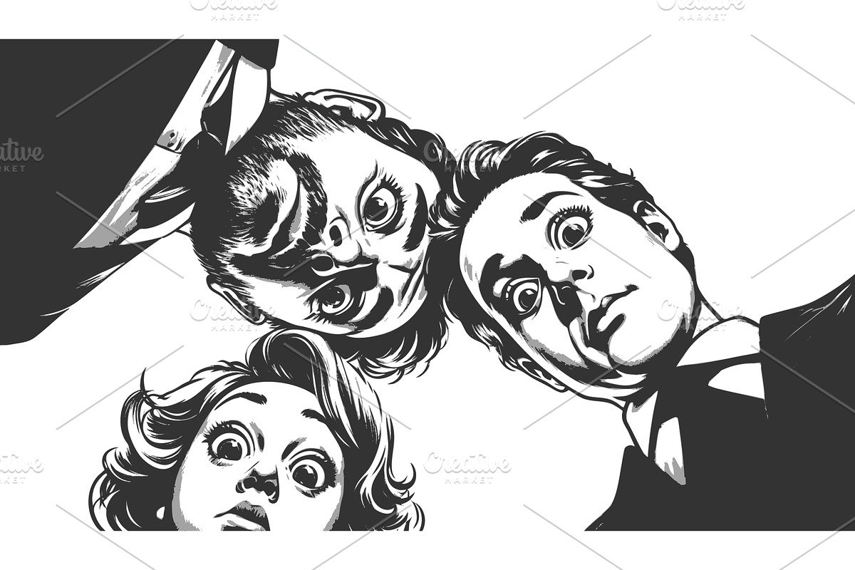 Shocked Business Team Looking Down, a Person Illustration by AlexArt
