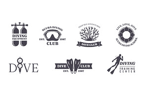 Dive club labels. Underwater