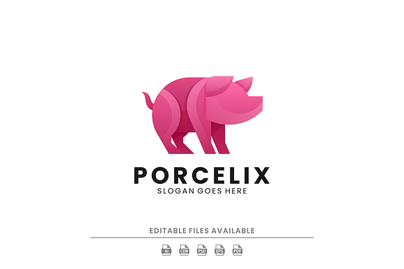 Modern Gradient Pig Logo Design preview 2