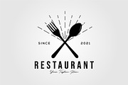 cross spoon and fork restaurant logo, an Object Illustration by Rizkaarishandy_shop (Thumbnail 1 of 2)