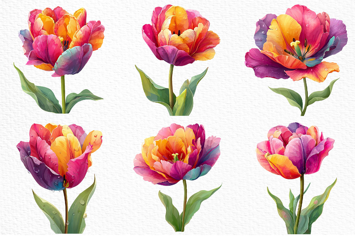 Whimsical Tulip Flower Clipart, an Illustration by Craft Nest (Photo 3 of 11)