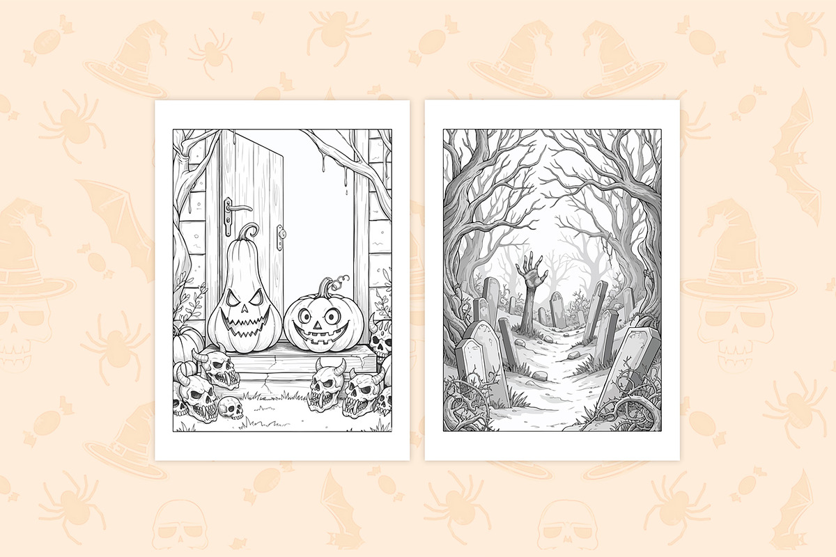 Halloween Coloring Page, an Illustration by DesignDevisers (Photo 5 of 5)