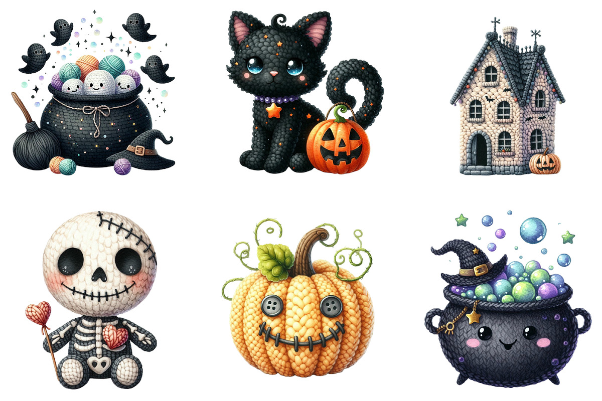 Cute Halloween Crochet Illustrations, an Illustration by DreamArtGraphic (Photo 4 of 5)