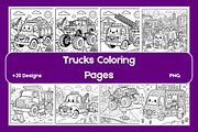 Truck Coloring Pages Bundle, an Object Illustration by BerryPieArt (Thumbnail 1 of 3)