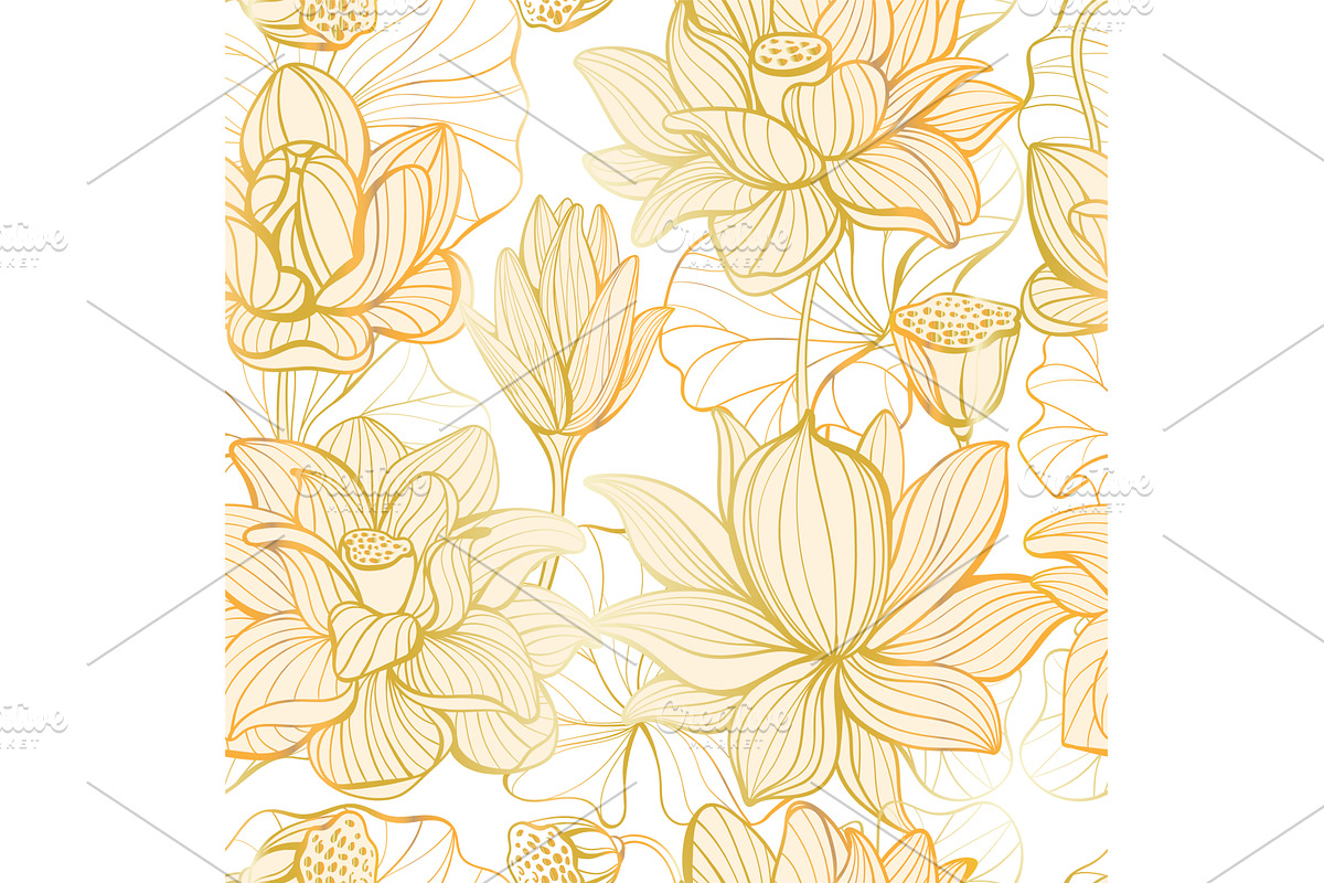 Lotus seamless pattern. Beautiful, an Object Illustration by YummyBuum