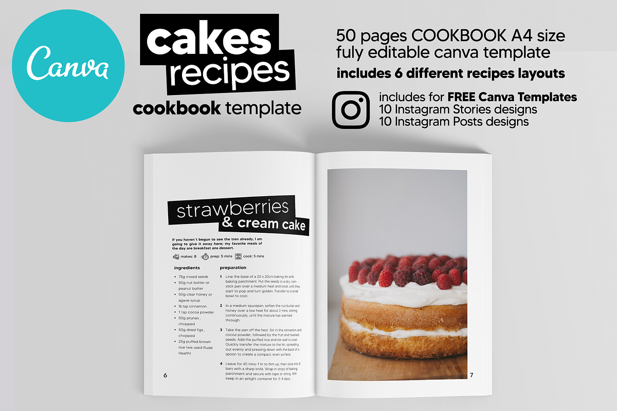 Canva Cake Recipes Cookbook Template, a Magazine Template by DeLaGranSiete (Photo 4 of 11)