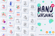 Hand Washing 32 Icons Set Hand Drawn, an Outline Icon by Marina Silence (Thumbnail 1 of 17)