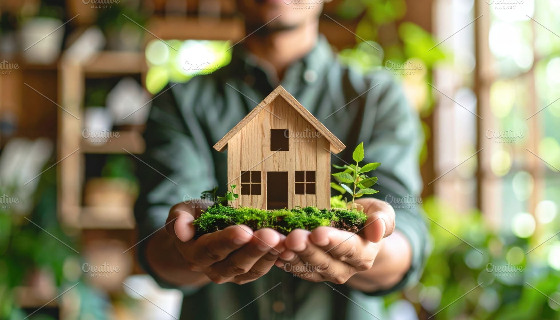 Eco-conscious living concept with wooden house, a Nature Photo by Igor Tichonow