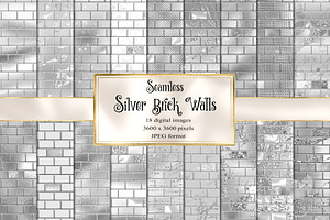 Silver Brick Walls Digital Paper