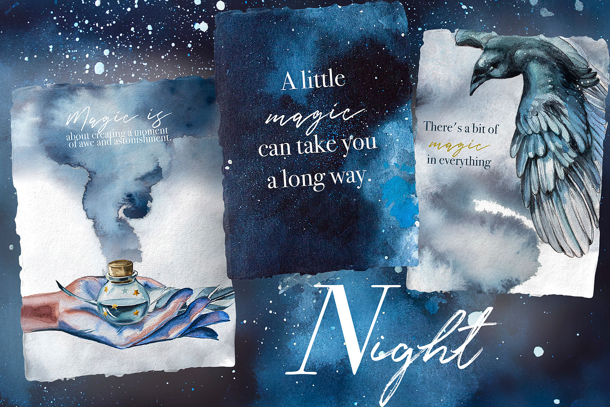 Hand-Painted Night Clipart Set, an Animal Illustration by ArtCreationsDesign (Photo 25 of 29)