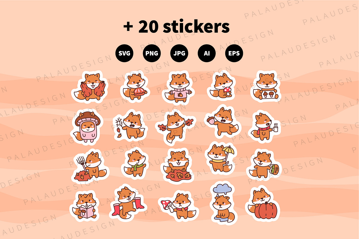 Cute Kawaii Fox Autumn Character, a Seasonal Illustration by Palau (Photo 12 of 12)