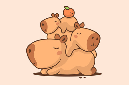 Stack of Capybaras, an Animal Illustration by Vector Kitchen by Zoljo