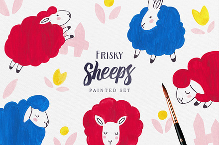 Frisky Sheeps Patterns and Cliparts