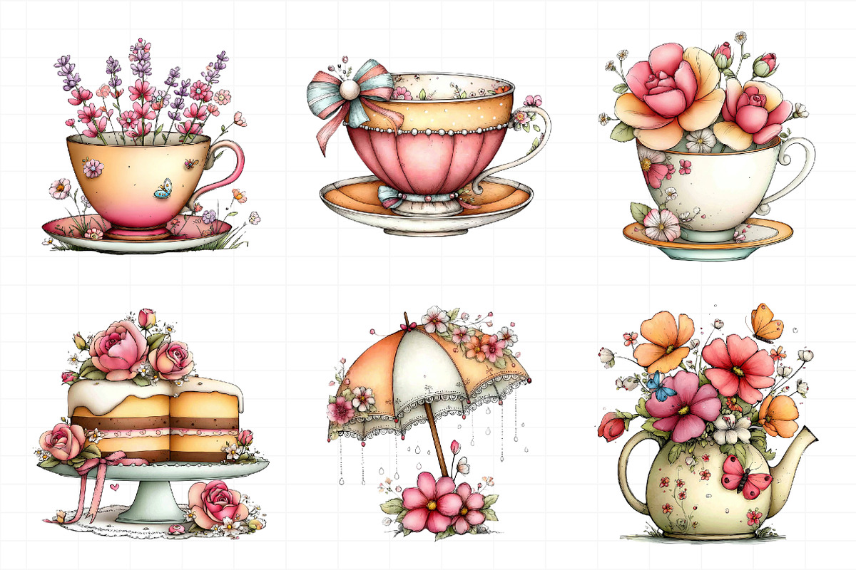 Summer Bridal Tea Party Set Clipart, an Illustration by Daily.Designs (Photo 4 of 6)