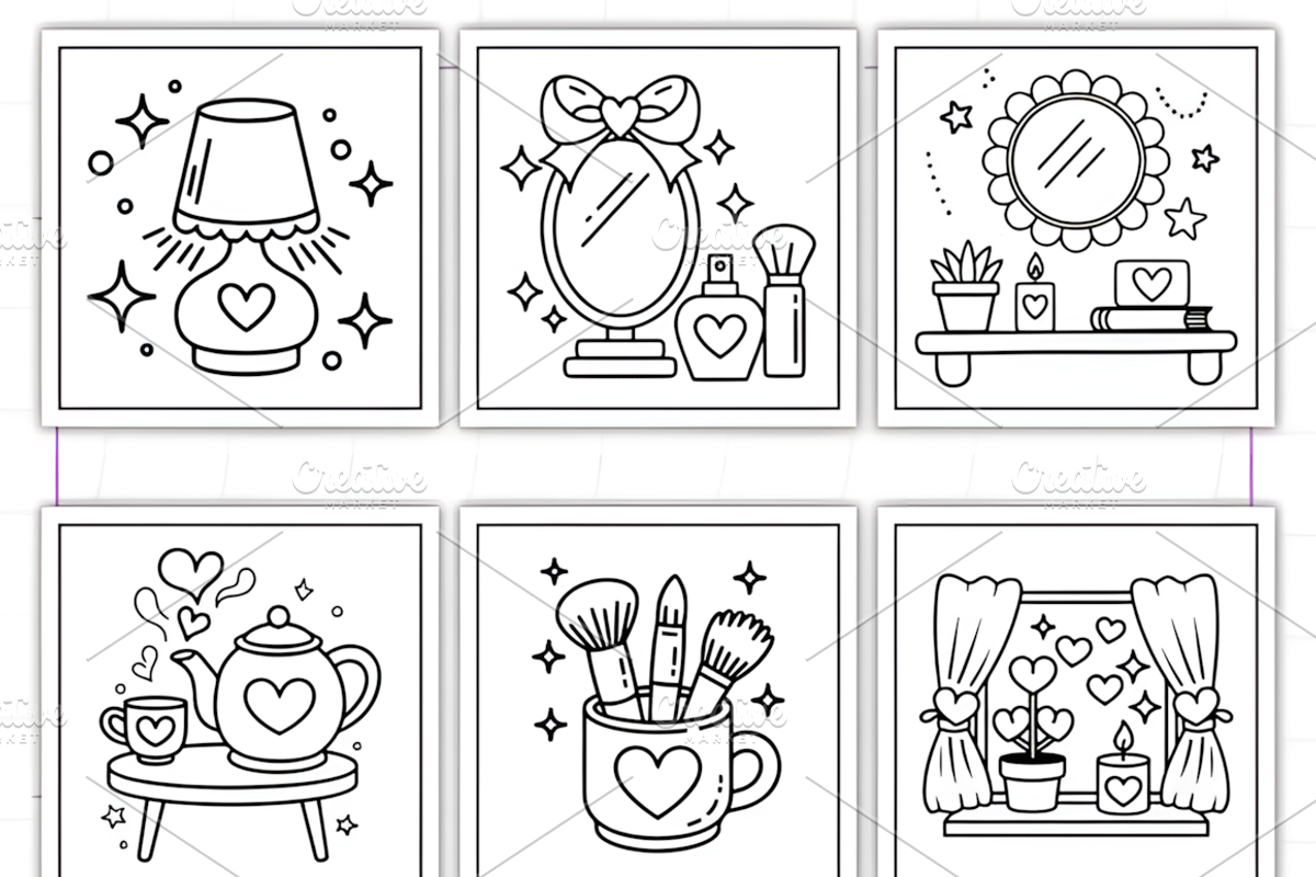 Cozy Girly Coloring Pages Bold and E, a Decorative Illustration by Ink Gallery (Photo 8 of 9)