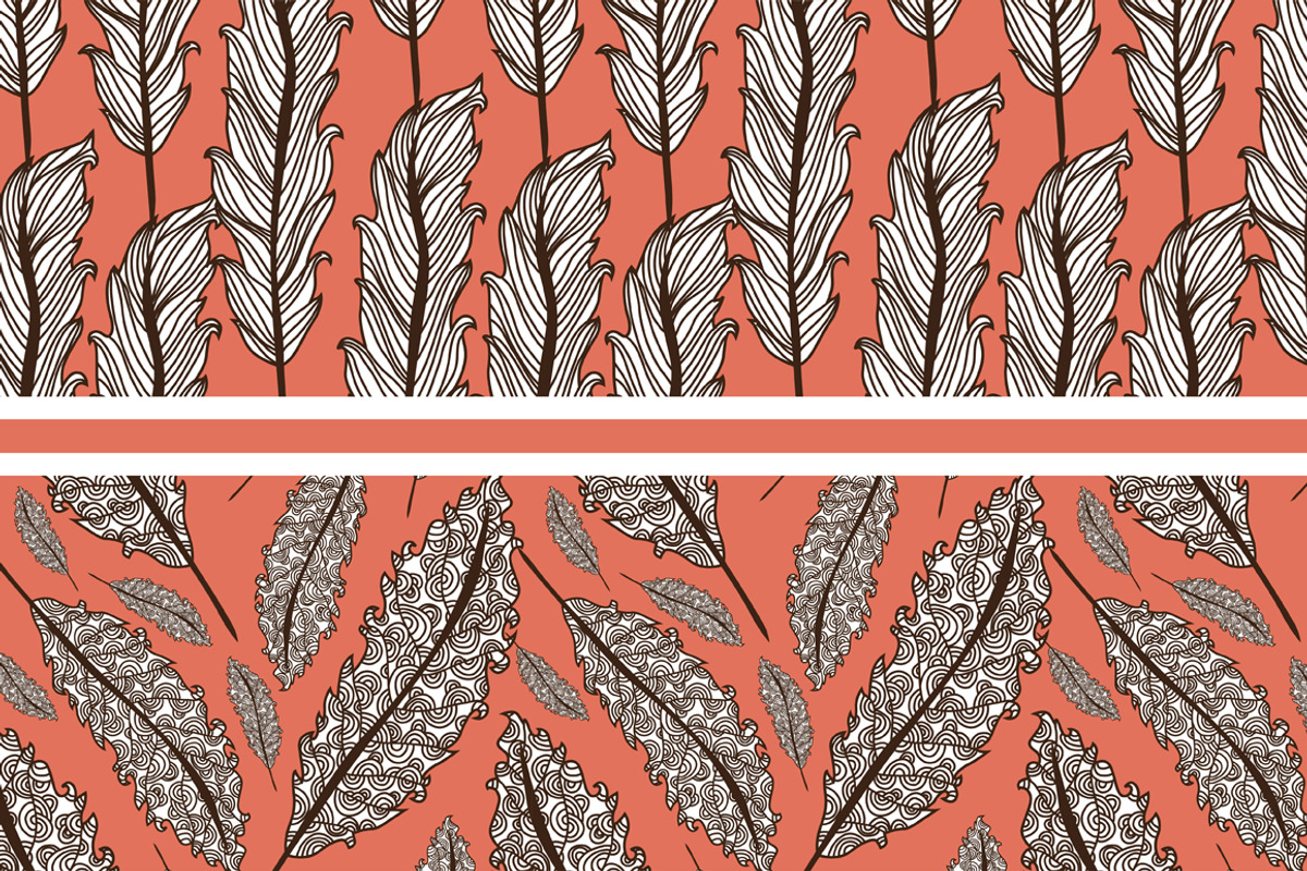 8 Feather Seamless Patterns preview 2