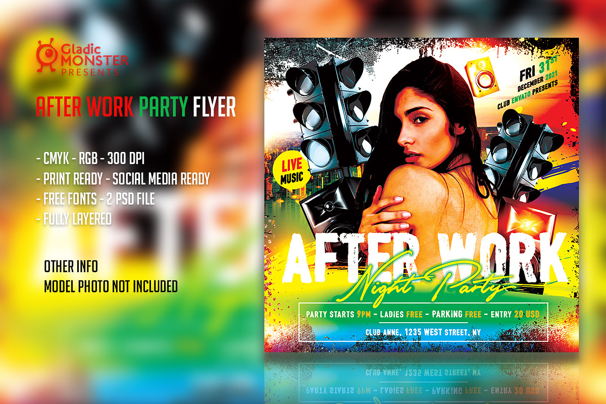 After Work Night Party Flyer, a Flyer Template by GladicMonster (Photo 1 of 3)